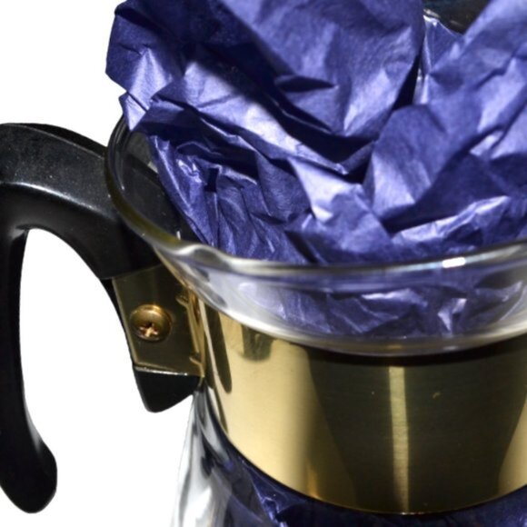 MCM Corning Clear Glass Stovetop Coffee Pot Atomic Starburst Pattern Gold Color - Picture 6 of 8